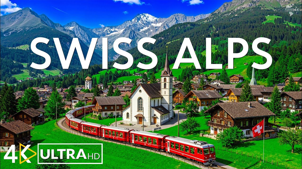 Швейцарские Альпы 4K 🌿 Зеленые луга, кристально чистые озера и величественные альпийские пейзажи