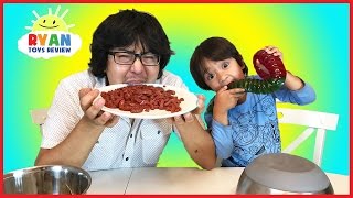 Real Food vs Gummy Food Challenge! Kid React to gross candy world's largest gummy worms