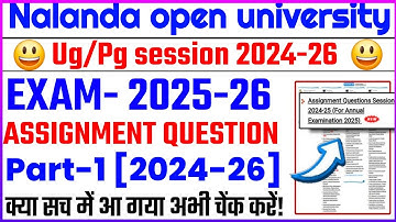 Nalanda open university Pg Assignment question 2024-26 || Nou pg admission question updates 2024-26