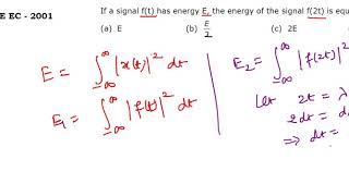 Celebrity GATE 2001 EC - Problem based on Energy of signals Wealth