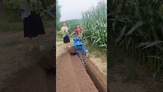 diesel power pipeline chain trench digging machine#farming #orchard #trenching