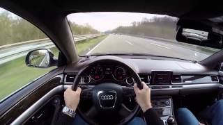 Audi A8L 6.0 W12 (2008) on German Autobahn  POV Top Speed Drive