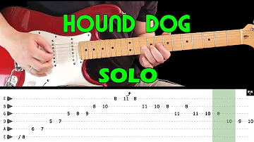 HOUND DOG - Guitar lesson - Guitar solo (with tabs) - Elvis Presley - fast & slow version