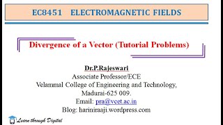 EC8451 - Divergence of Vector  Tutorial Problems