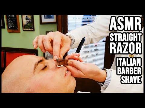 💈  OLD SCHOOL ITALIAN BARBER | FACE SHAVE with STRAIGHT RAZOR 🎧 DEEP ASMR SOUNDS