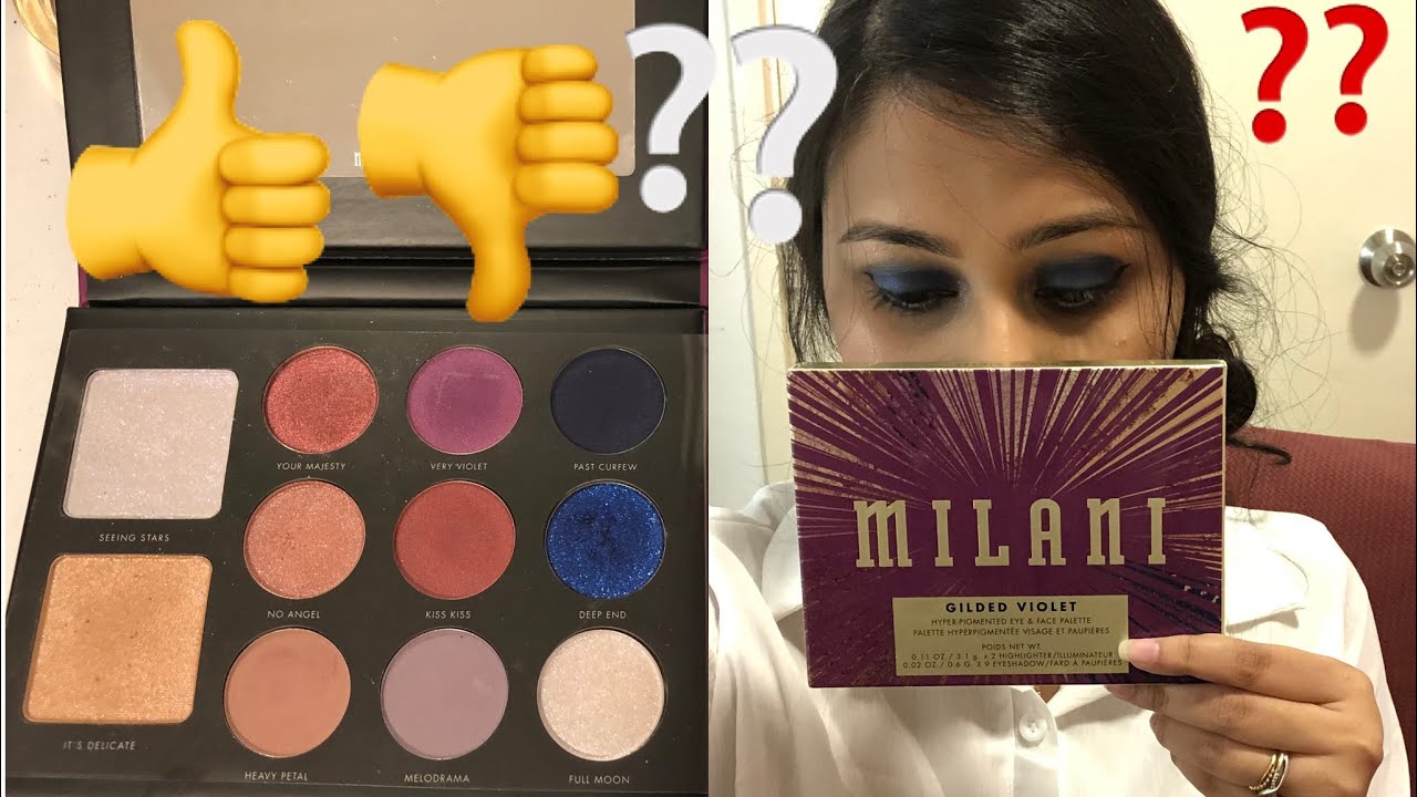 My honest review of Milani Gilded Violet Eyes and Face Palette||Swatching&using on eyes and face🙂😔