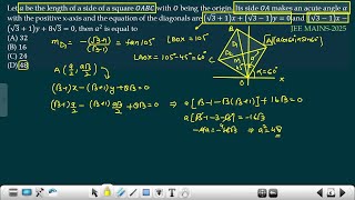 Let a be the length of a side of a square OABC with O being the origin. Its side OA makes an acute a