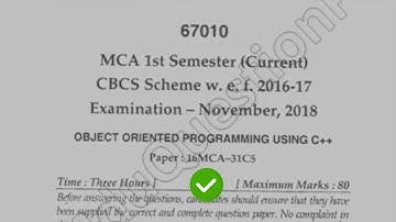 Mdu MCA 1st Sem Object Oriented Programming Using C++ Question paper #MduQuestionPaper