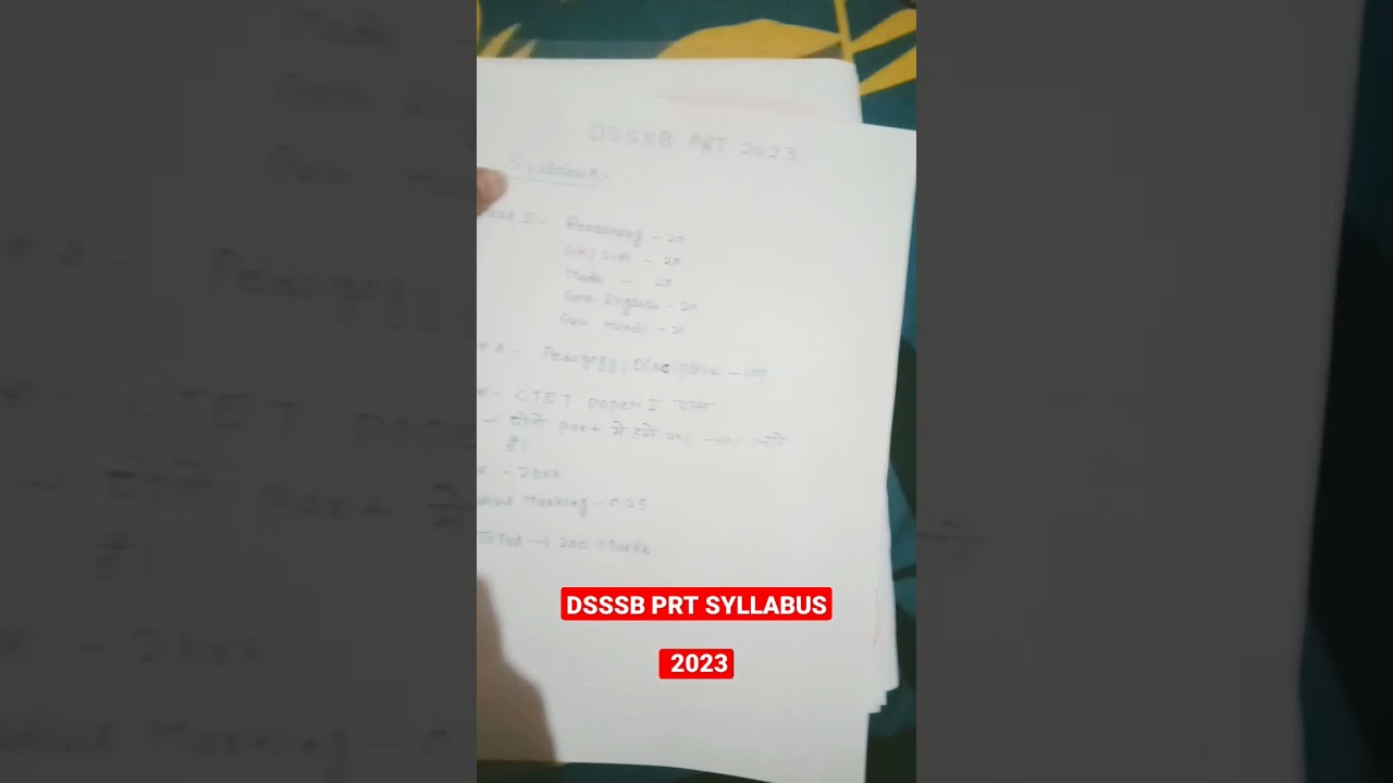 Dsssb Prt syllabus 2023 
