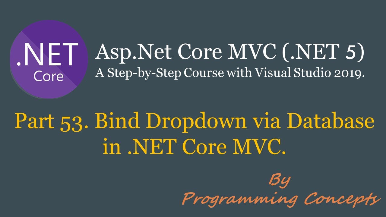 Part 53. Bind Dropdown from Database. | ASPNETCOREMVC | - YouTube