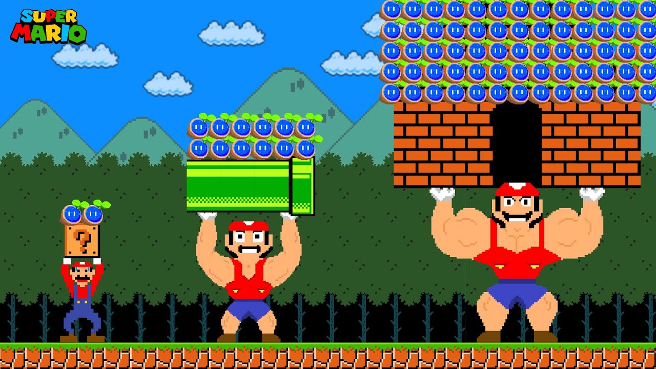Super Mario Bros., Mario GROWING UP STRONGEST EVER with Every Seed PowerUps