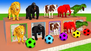 Cow Mammoth Elephant Lion Buffalo Guess The Right Door ESCAPE ROOM CHALLENGE Animals Cage Game