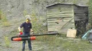 Potato cannon with a kick, 160mm chamber to 75mm barrel.