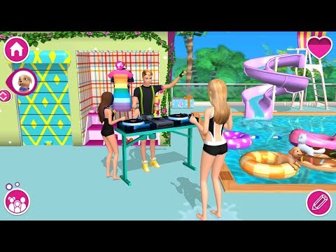 Barbie Dreamhouse Adventures - Barbie House Pool Party - Chelsea, Ken DJ Concert - Games For Girls