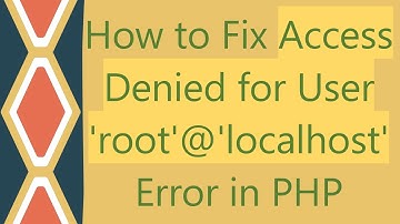 How to Fix Access Denied for User 