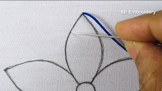 Hand Embroidery Amazing Fishbone Stitch Pretty Flower Ideas Easy Flower Sewing Needle Work Tutorial