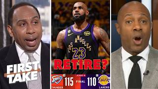 FIRST TAKE | LeBron James needs to retire! - Stephen A. Smith on Lakers getting SWEPT 4-0 by Thunder