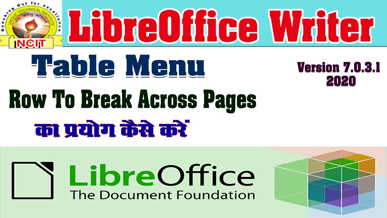 Row To Break Across Pages in Table Menu | Libreoffice Writer Table Menu ...