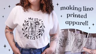 Making Lino Printed Apparel!  Studio Vlog