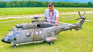 Huge Model !!! Rc As-332 Super-Puma / Scale Electric Model Helicopter / Flight Demonstration !!!