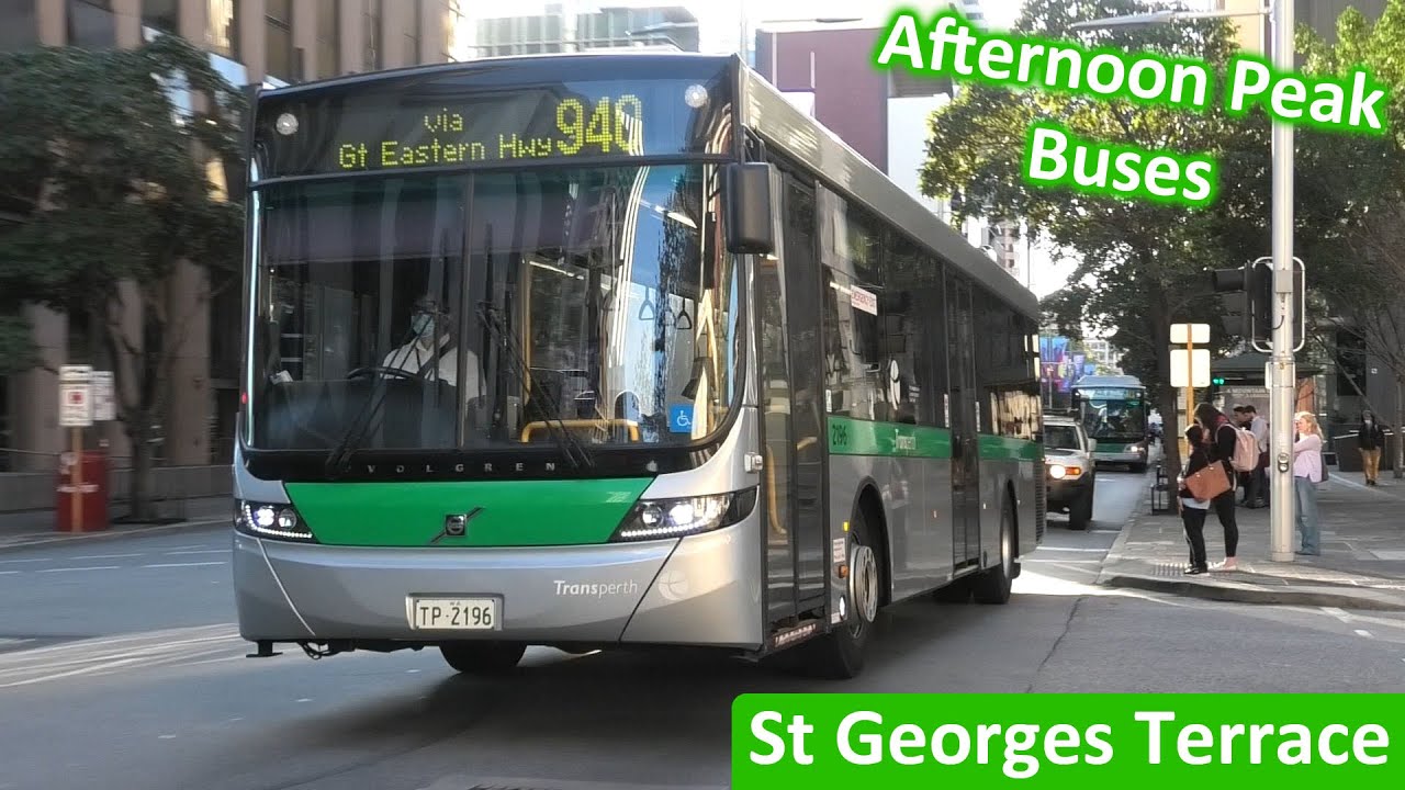 Buses on St Georges Terrace; Perth CBD during Peak Hour - Transperth