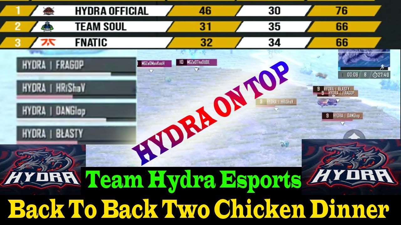 Hydra Team Back to Back Chicken Dinner In India Today League