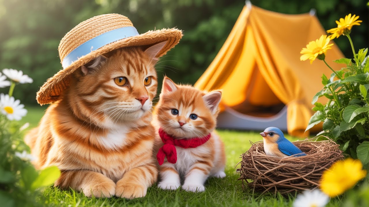 Garden Camping Surprise Mama Cat And Kitten’s Heartwarming Bird Rescue