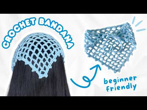 EASY crochet mesh bandana tutorial for BEGINNERS | how to crochet a bandana step by step ☁️