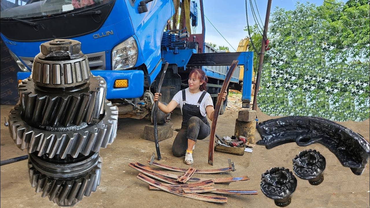 TIMELAPSE VIDEO: REPAIR RESTORATION DAMAGED CAR. MECHANIC GIRL GENIUS REPAIR TRUCK