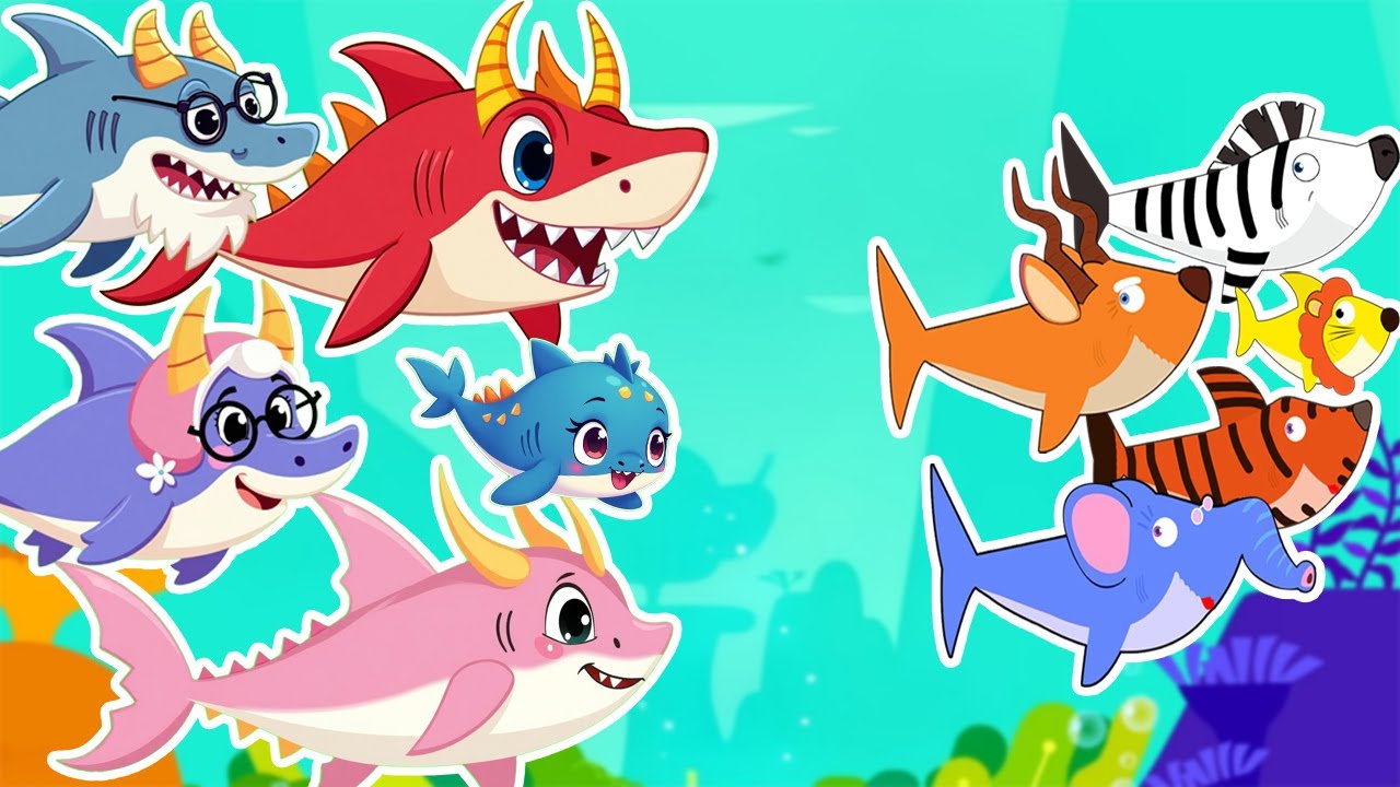 Animal Sharks and Dragon Shark Family | Kids Song & Baby Shark Songs | Nursery Rhymes Momonico