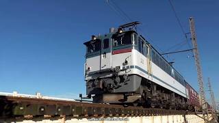 JR貨物　EF65 2076号機が牽引する84ﾚ貨物列車を城東貨物線神崎川橋梁で撮影（R1.8.8)