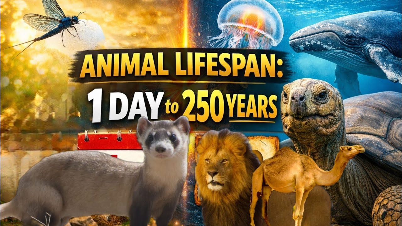 “Animal Lifespan: 1 Day to 250 Years”