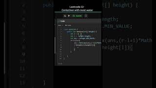 Two Pointers - Leetcode 11 : Container with Most Water. Data Structures & Algorithms #dsa #leetcode