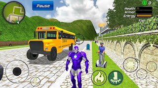 Iron Rope Hero Gangster Crime - School Bus and Motorbike at Vegas City - Android Gameplay #2 screenshot 1