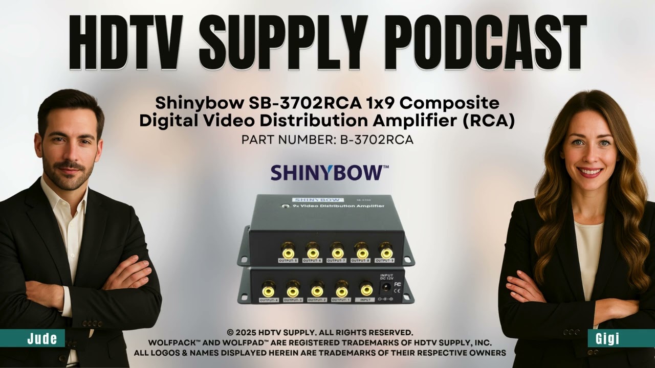 Shinybow SB-3702RCA 1x9 Composite Digital Video Distribution Amplifier (RCA)