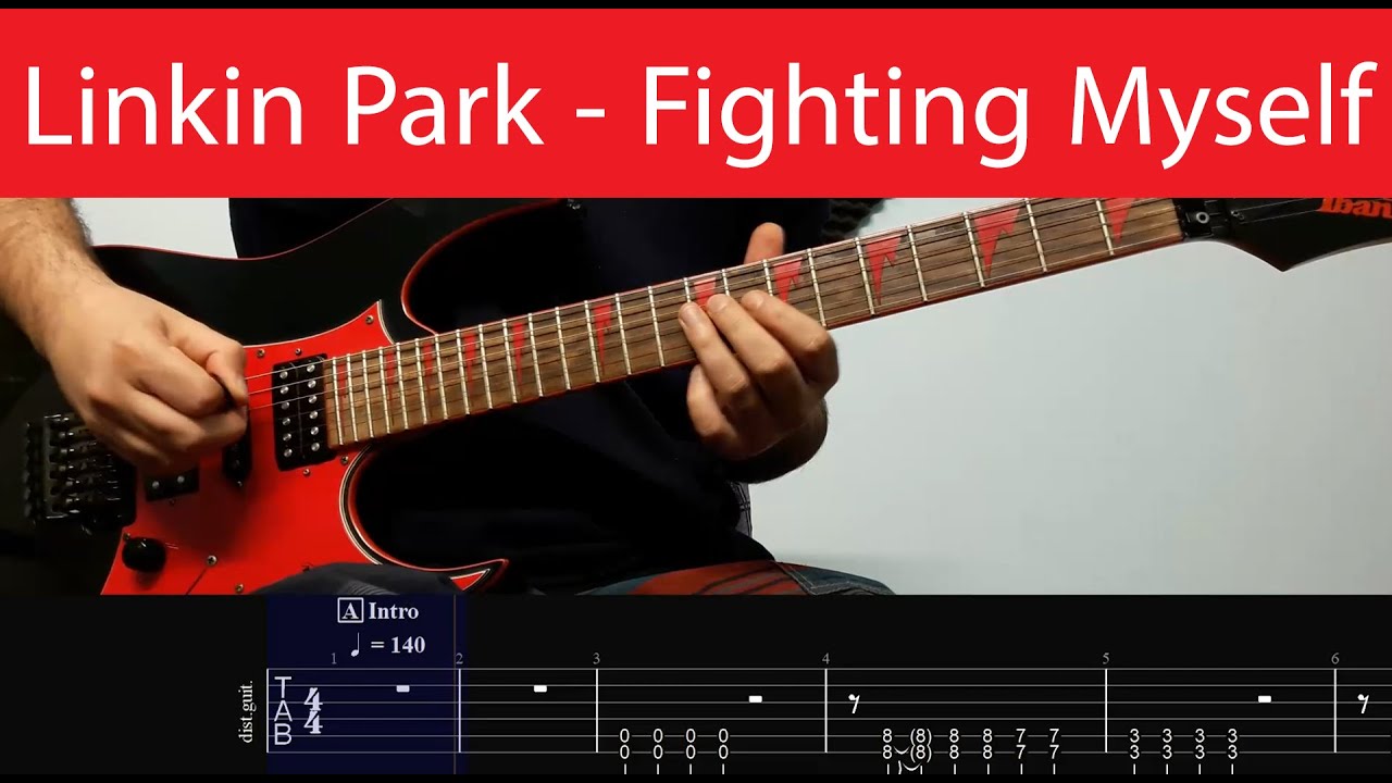 Linkin Park - Fighting Myself (Guitar Lesson Tutorial Cover +TABS