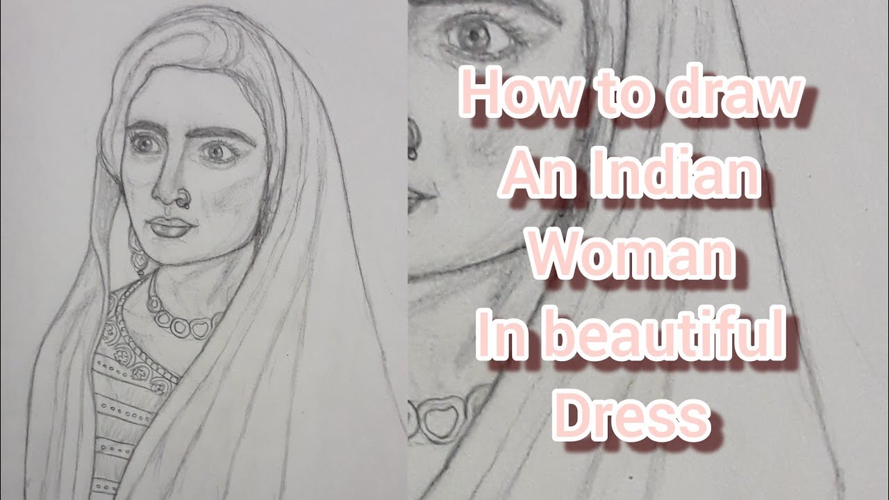 How to draw Indian woman in deginer costume 