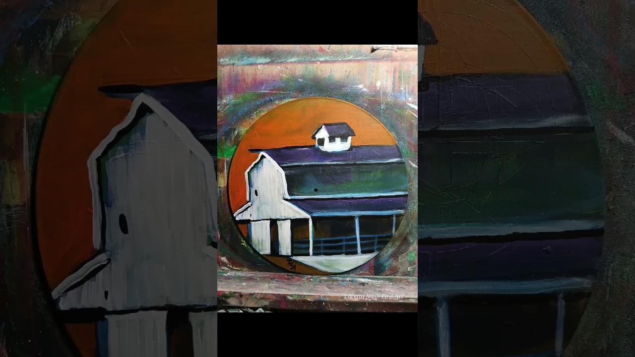 "Large Stable" Acrylics on refurbished vinyl record 