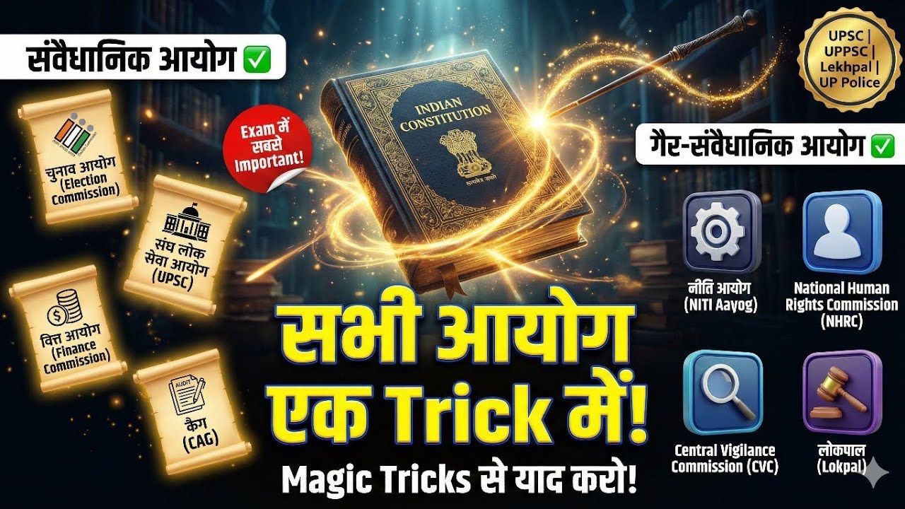 सभी आयोग एक वीडियो में: संवैधानिक और गैर-संवैधानिक | याद करने की जादुई Trick 😲