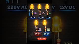 Yellow LED Resistor Value Chart | 5V, 9V, 12V, 220V⚡✨#diy #shortsfeed #ternding #viral #shorts