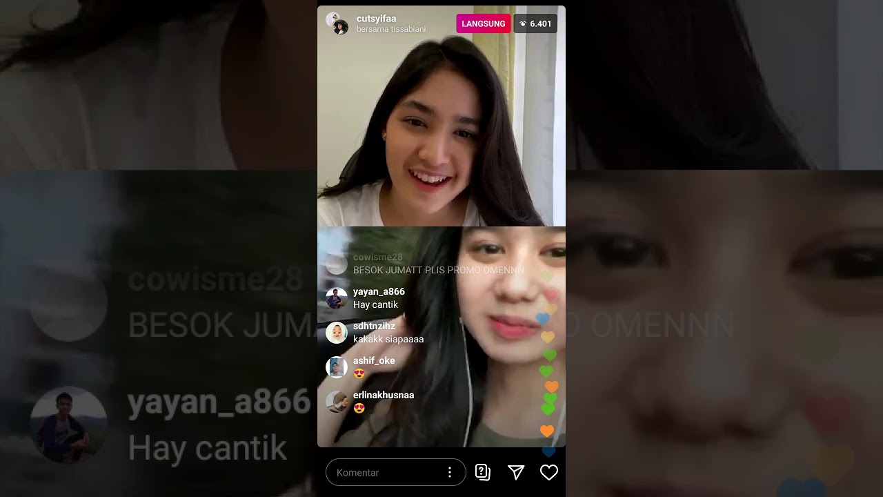 Live instagram artis hot cut syifa bersama Tissa Biani