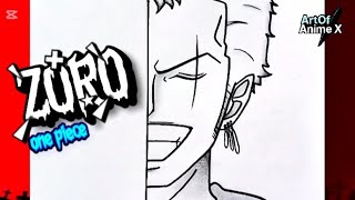 ✨ Zoro Half Face Drawing [One Piece] | Step by Step Anime Art Tutorial for Beginners | ArtOfAnimeX screenshot 2