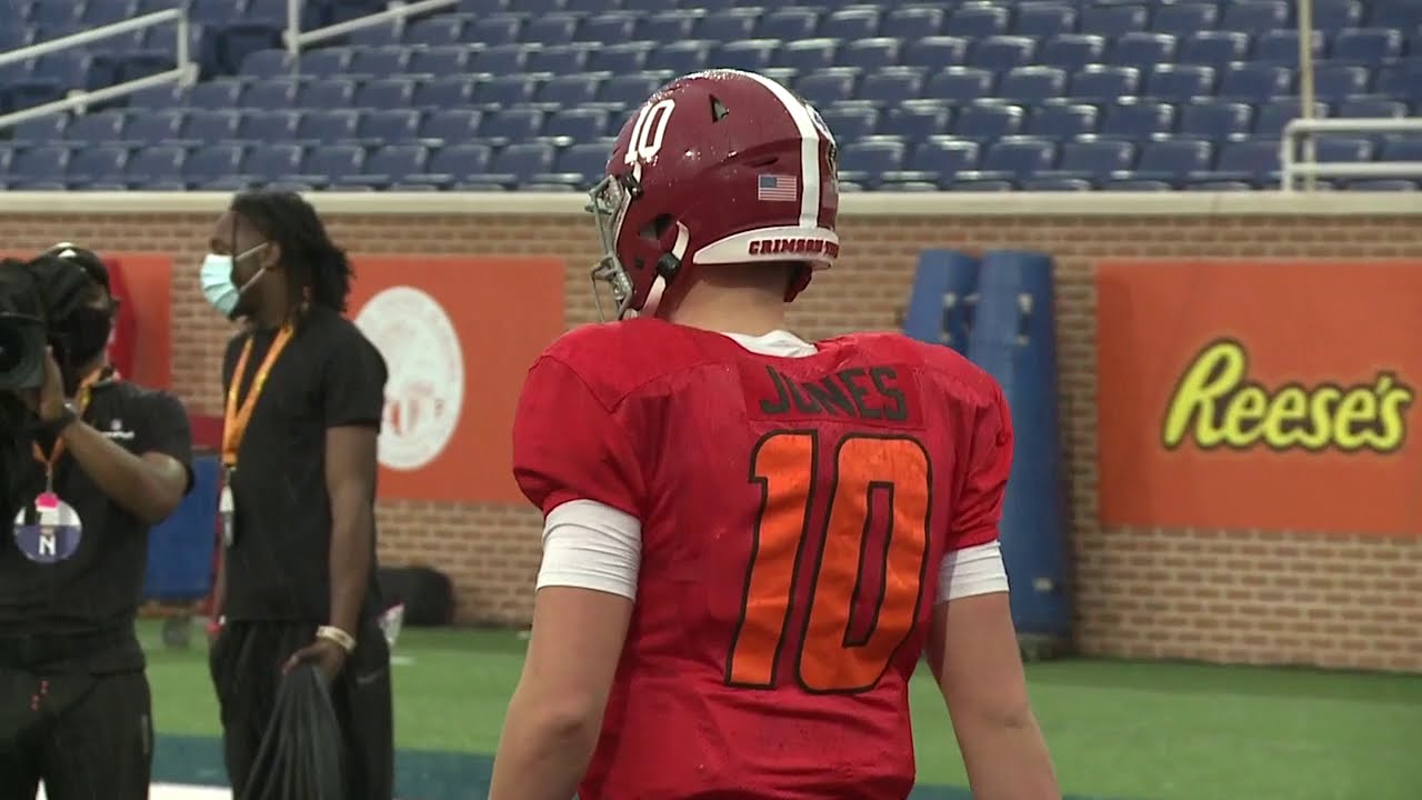 Highlights of former Alabama QB Mac Jones at Senior Bowl practice