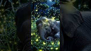 mini elephant calf sleeps beside glowing #predator #wildlife #worldwildlifeday #amazonrainforest