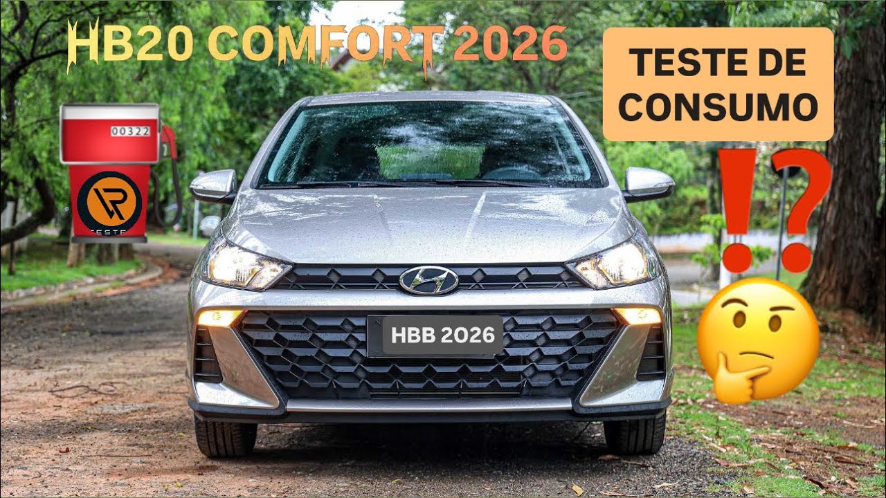 ⛽️ Consumo Rodoviário Gasolina Hyundai HB20 Comfort 1.0 Asp 2026 l Teste de Longa Duração 