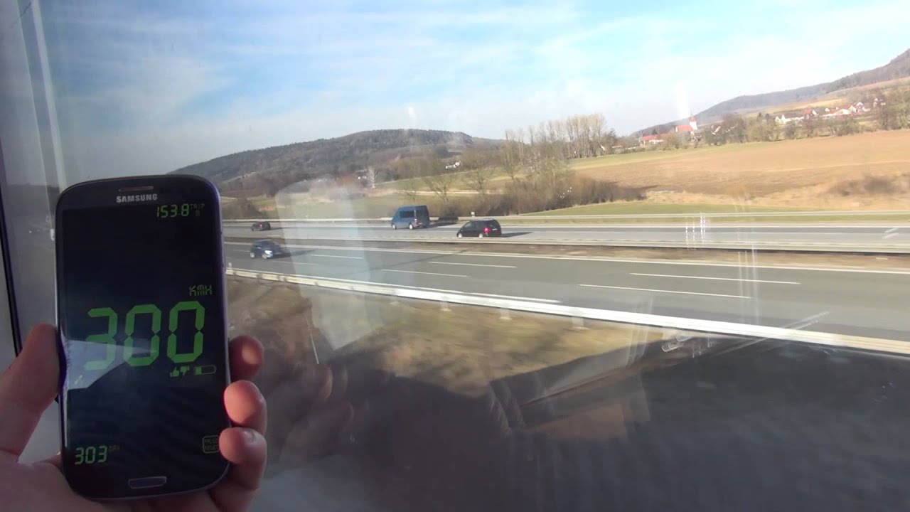 High Speed Train ICE vs. Cars Autobahn Germany 300 km/h kmh - YouTube
