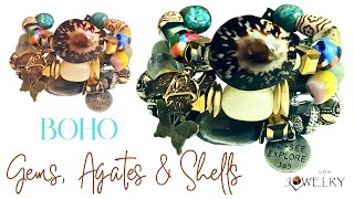 Gems, Agate and Shells: Chunky Bohemian Beaded Bracelets - Jewelry Making Ideas