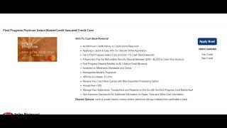 "Build Credit with First Progress Platinum Select MasterCard® Secured Card - 1% Cash Back Rewards!"