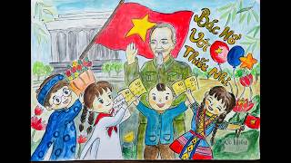 vẽ tranh bác hồ với thiếu nhi