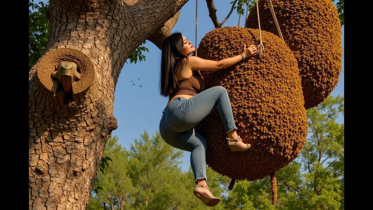 Jungle Warriors Harvest Raw Honey from Massive Beehive! 